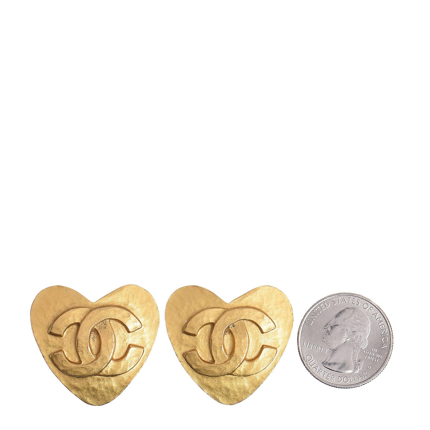 Chanel CC Heart Clip On Earrings Gold 2 of 5