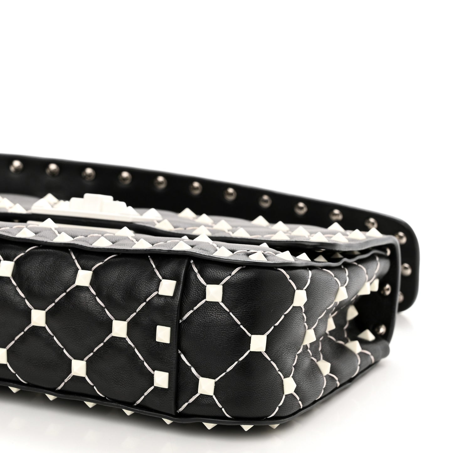 Lambskin Small Free Rockstud Spike Shoulder Bag Black