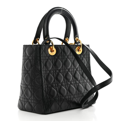 Christian Dior Lambskin Cannage Medium Lady Dior Black 3 of 19