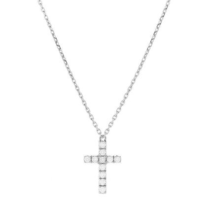 Cartier 18K White Gold Diamond Symbols Cross Pendant Necklace 4 of 6
