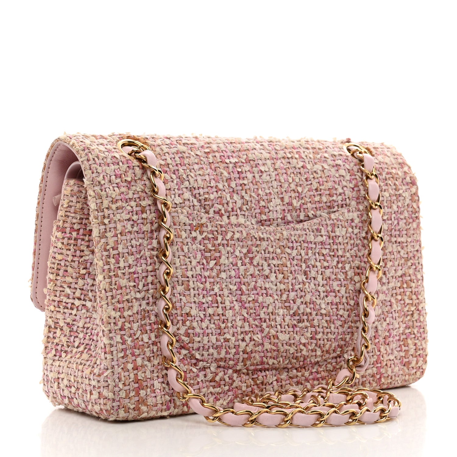 Chanel Tweed Quilted Medium Double Flap Light Pink 3 of 12