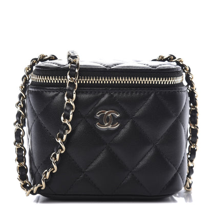 Chanel Lambskin Quilted Mini Vanity Case With Chain Black 1 of 10
