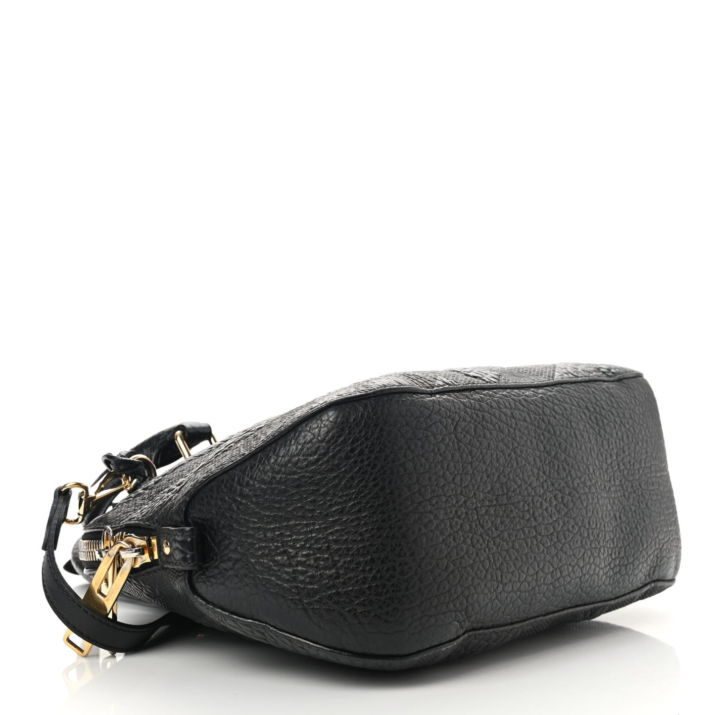 Heritage Grain Check Embossed Small Orchard Bowling Bag Black