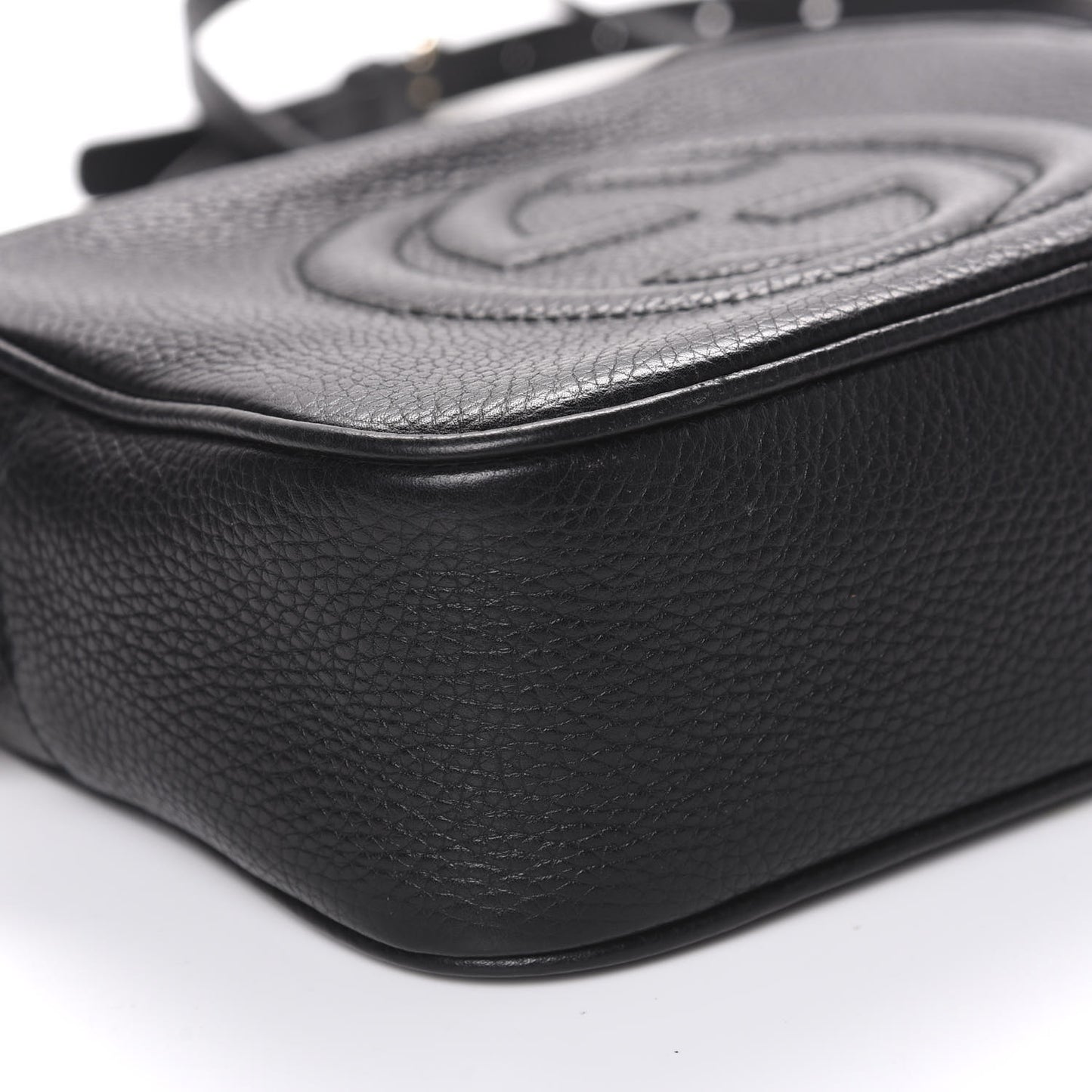 Pebbled Calfskin Small Soho Disco Bag Black