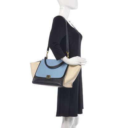 Celine Smooth Calfskin Medium Tri-Color Trapeze Blue Lavender 2 of 20