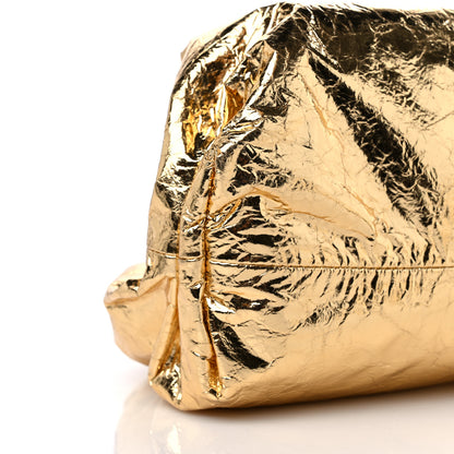Bottega Veneta Metallic Crinkled Lambskin The Pouch Oversized Clutch Oro 8 of 9