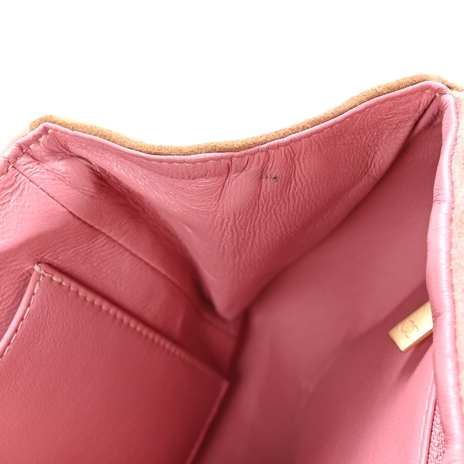 Chanel Suede Chocolate Bar Top Handle Flap Pink Beige 11 of 11