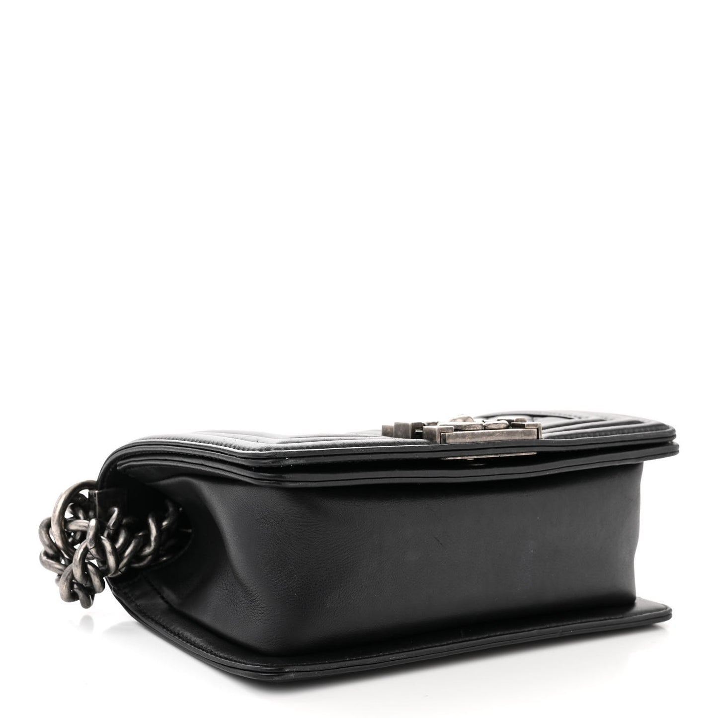 Calfskin Quilted Small Boy Flap Black