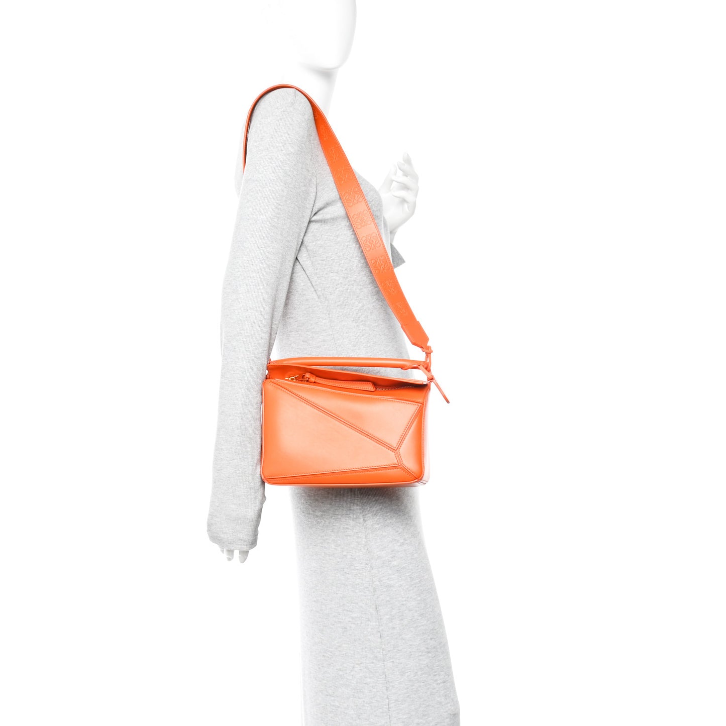 Satin Calfskin Small Puzzle Bag Orange