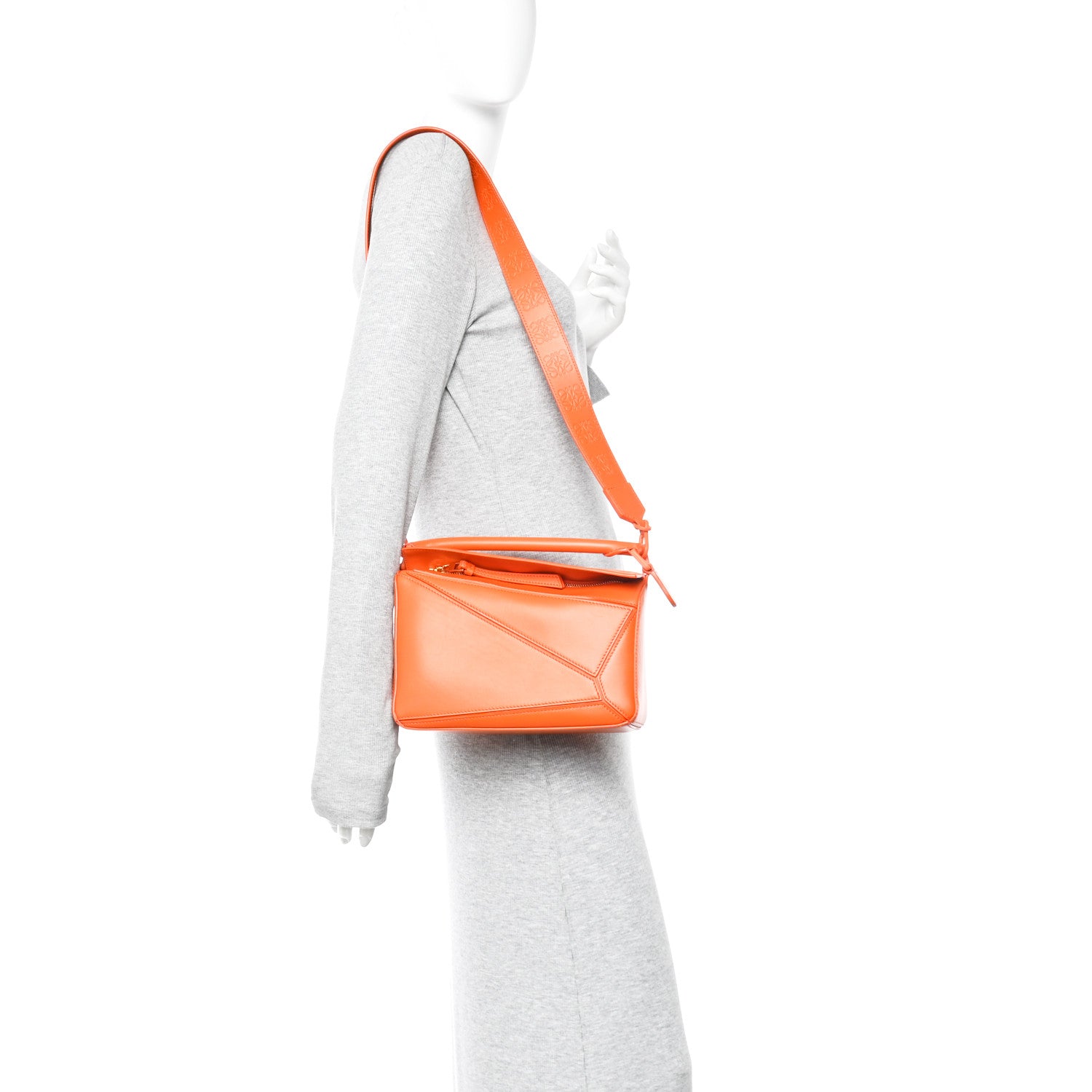 Loewe Satin Calfskin Small Puzzle Bag Orange 2 of 11