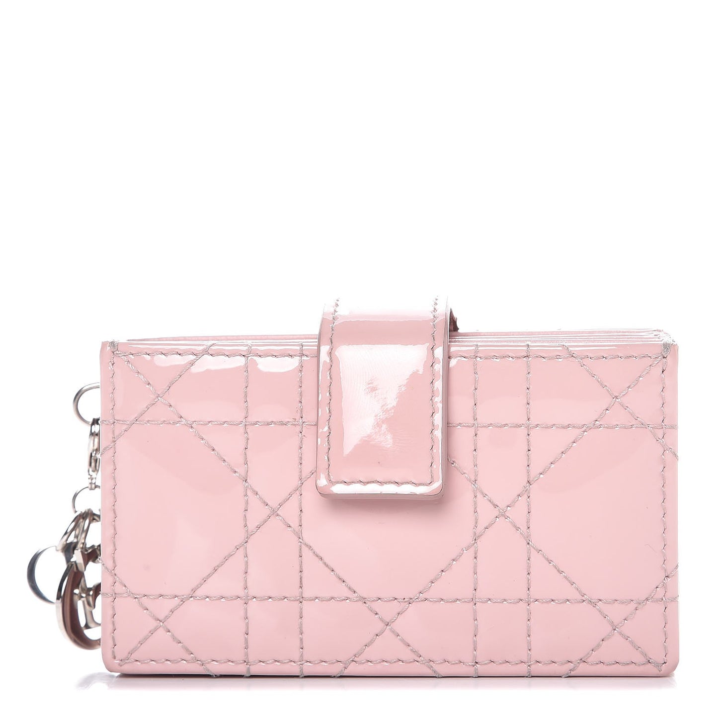 Patent Cannage Lady Dior 5-Gusset Card Holder Pink