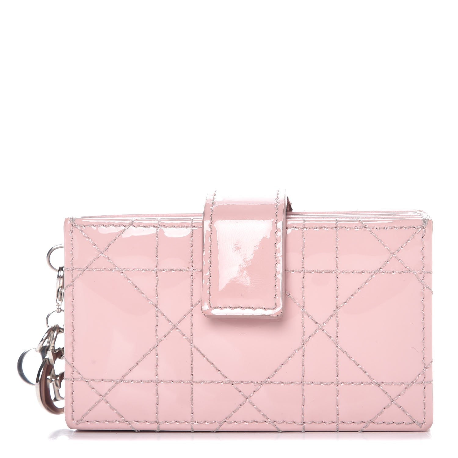 Christian Dior Patent Cannage Lady Dior 5-Gusset Card Holder Pink 1 of 8