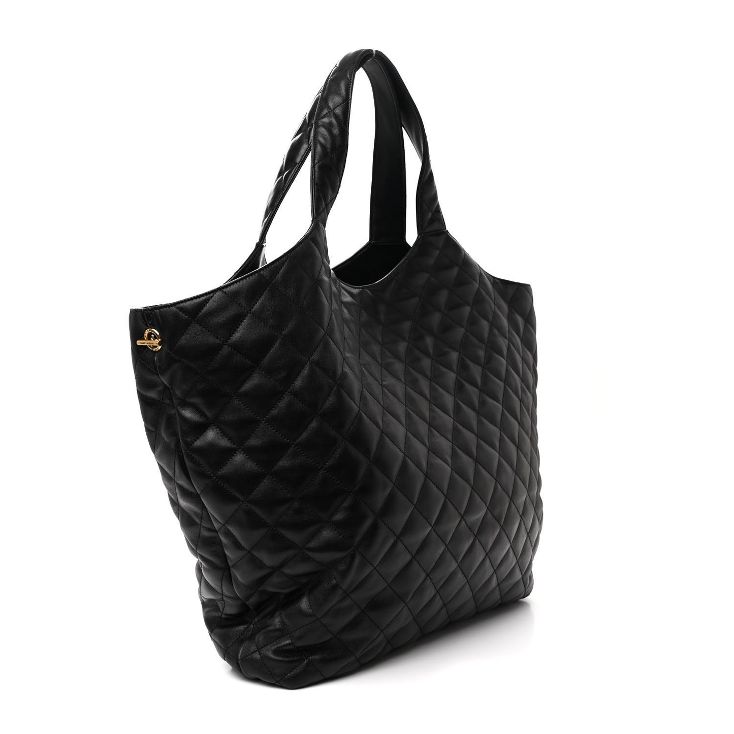 Lambskin Quilted Maxi Icare Shopping Tote Black