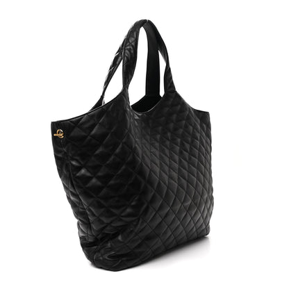 Saint Laurent Lambskin Quilted Maxi Icare Shopping Tote Black 4 of 12