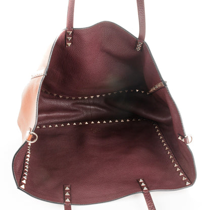 Valentino Garavani Grained Calfskin Medium Rockstud Reversible Tote Light Cuir Rubin 6 of 8