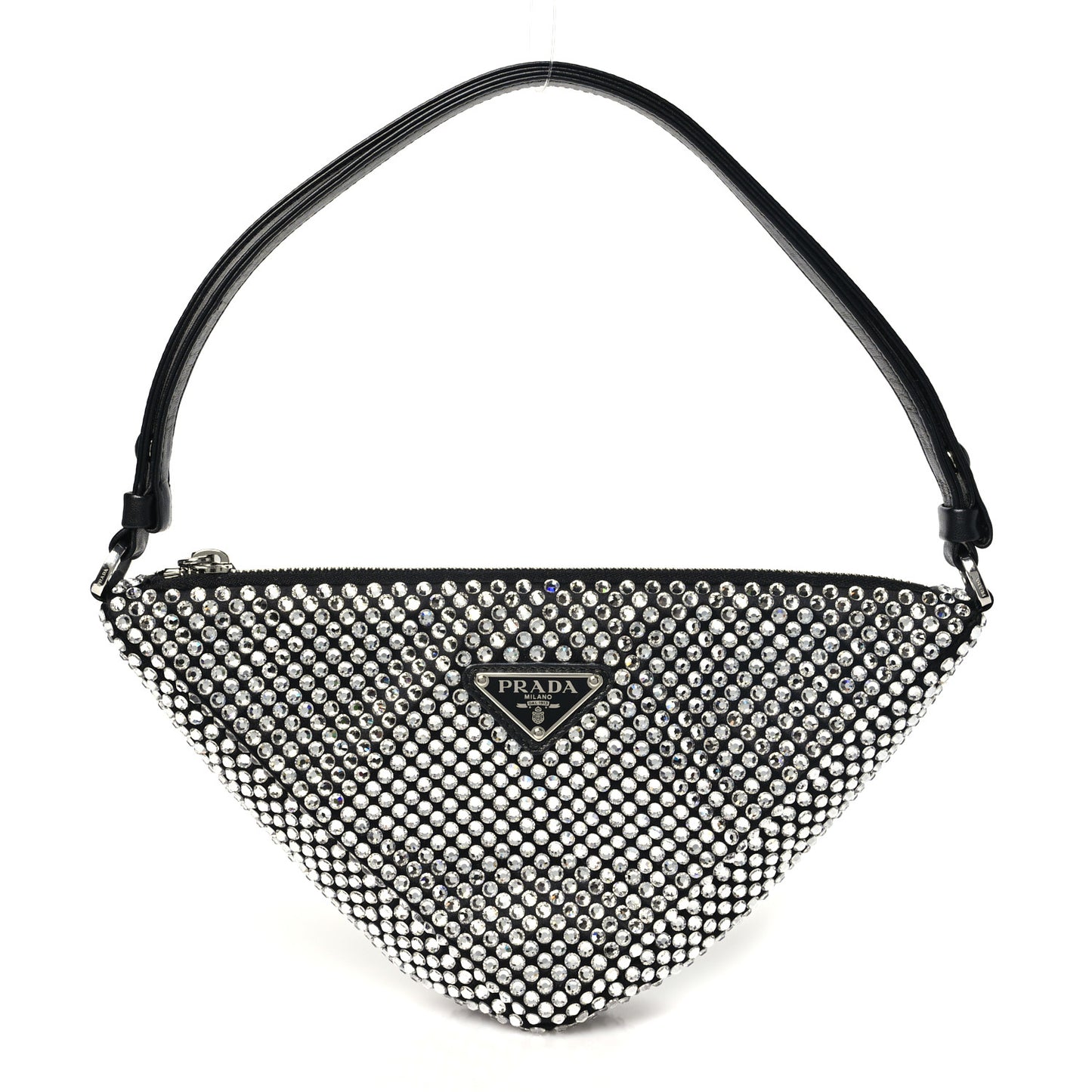 Satin Crystal Triangle Pouch Cristal