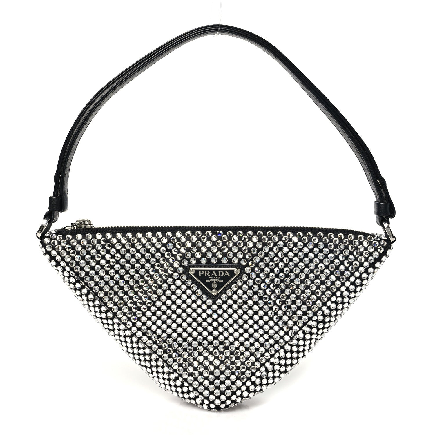 Prada Satin Crystal Triangle Pouch Cristal 1 of 9