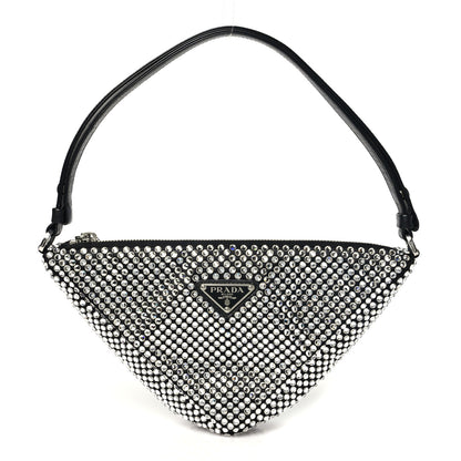 Prada Satin Crystal Triangle Pouch Cristal 1 of 9