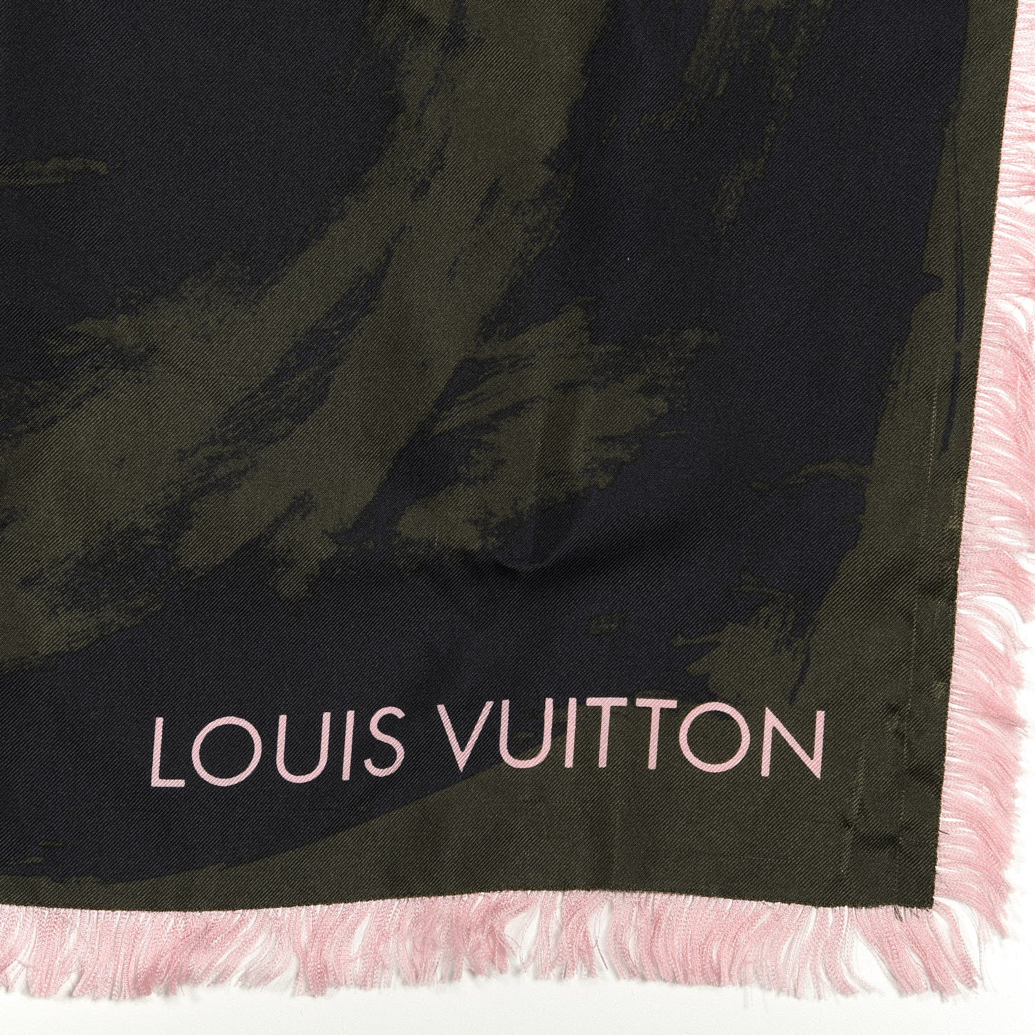 Louis Vuitton Silk Arty Flower Scarf Green Pink 2 of 3