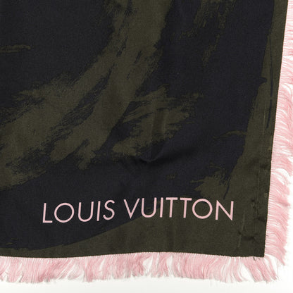 Louis Vuitton Silk Arty Flower Scarf Green Pink 2 of 3