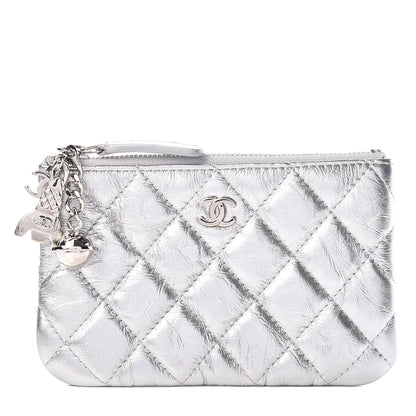 Chanel Metallic Calfskin Quilted Small Cosmo Cosmetic Case Silver 1 of 10
