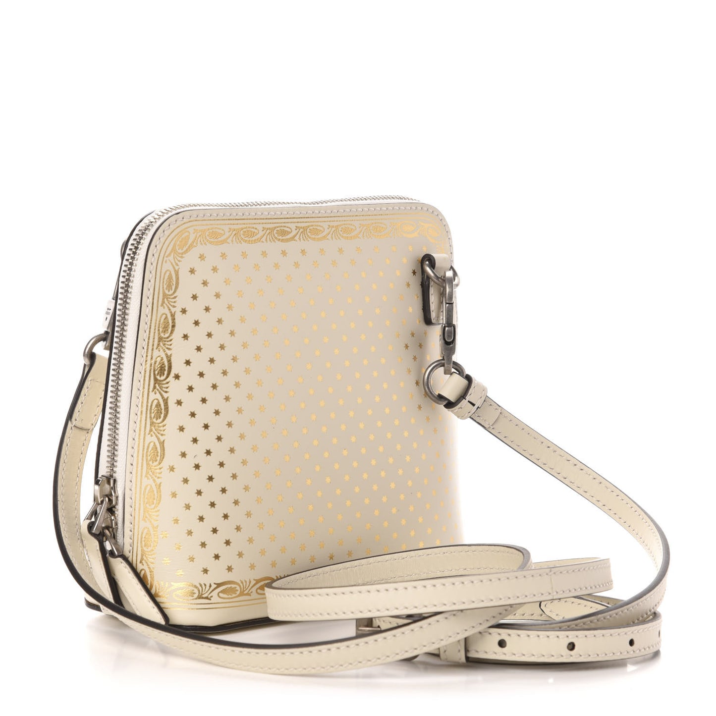 X SEGA Calfskin GUCCY Stars Mini Dome Shoulder Bag Mystic White Gold