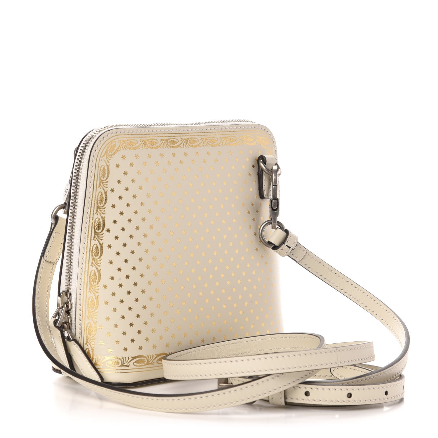 Gucci X SEGA Calfskin GUCCY Stars Mini Dome Shoulder Bag Mystic White Gold 3 of 11
