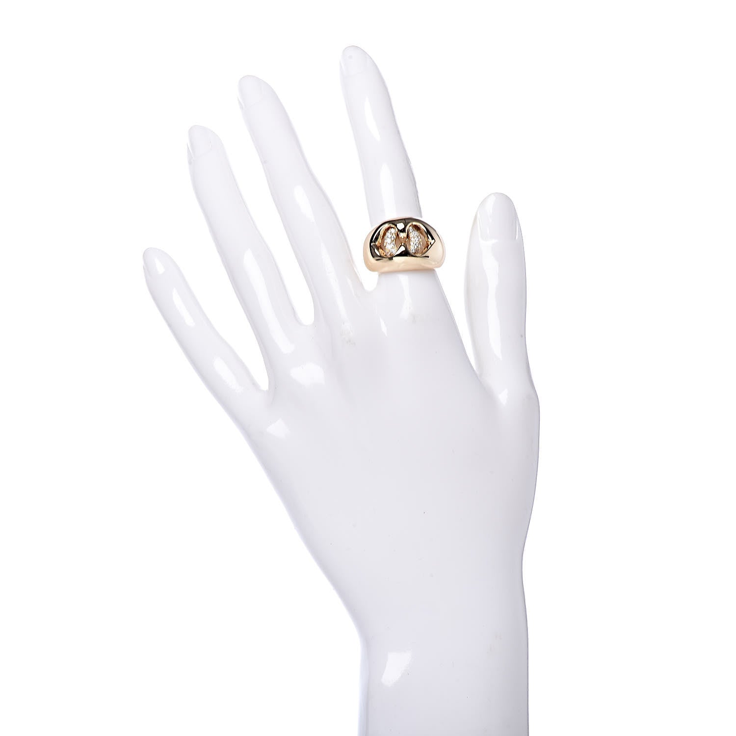 Bulgari 18K Yellow Gold Diamond Abbraccio Dome Ring 49 5 2 of 6