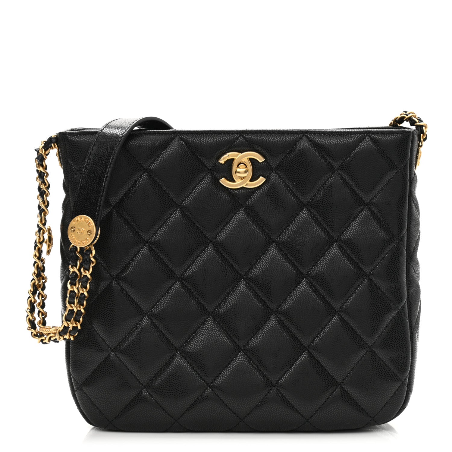 Chanel Caviar Quilted Twist Your Buttons Hobo Black 1 of 11