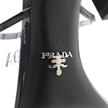 Prada Plexiglass Calfskin Metal Triangle Logo 75mm Slide Sandals 37.5 Black 7 of 8