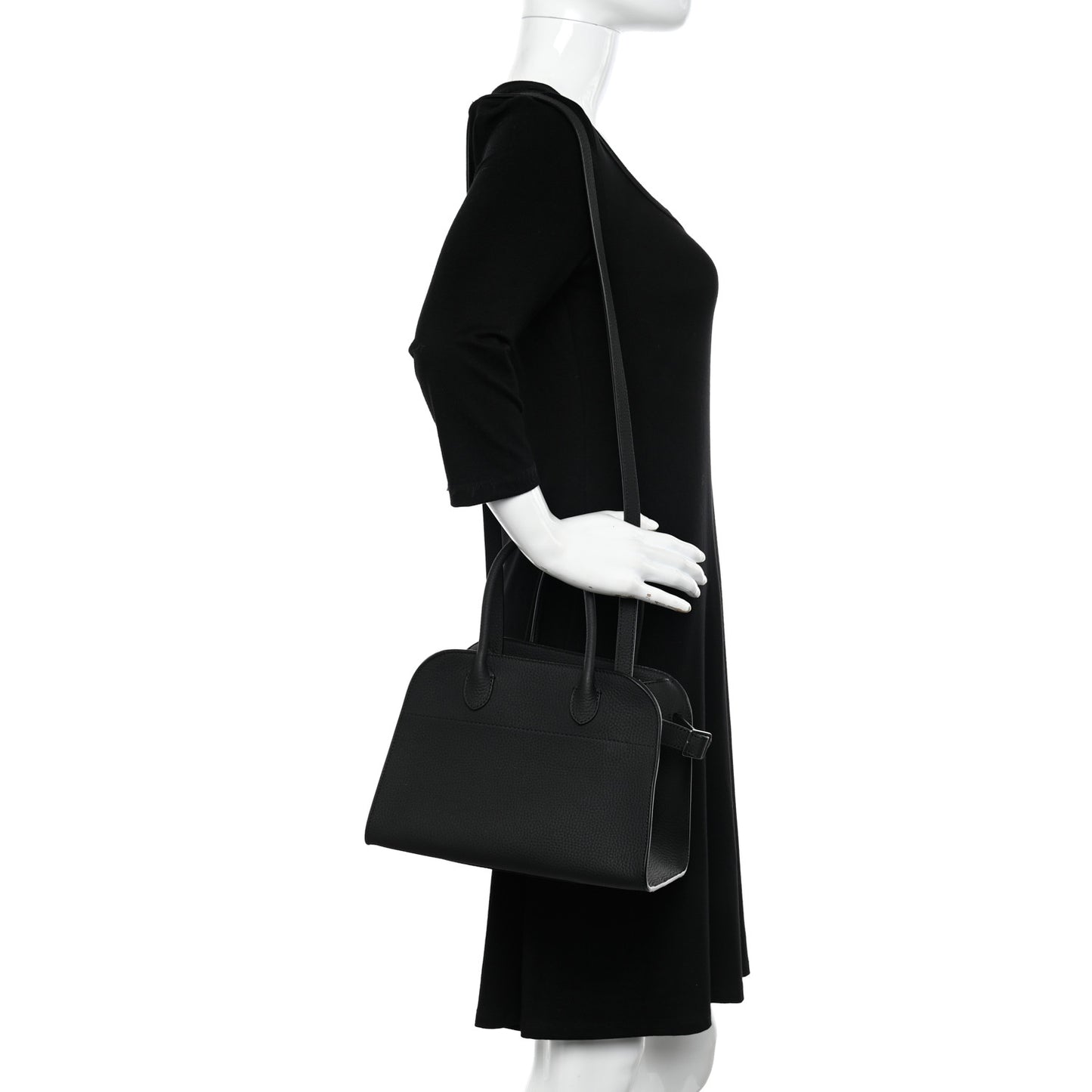Grained Calfskin Soft Margaux 10 Bag Black