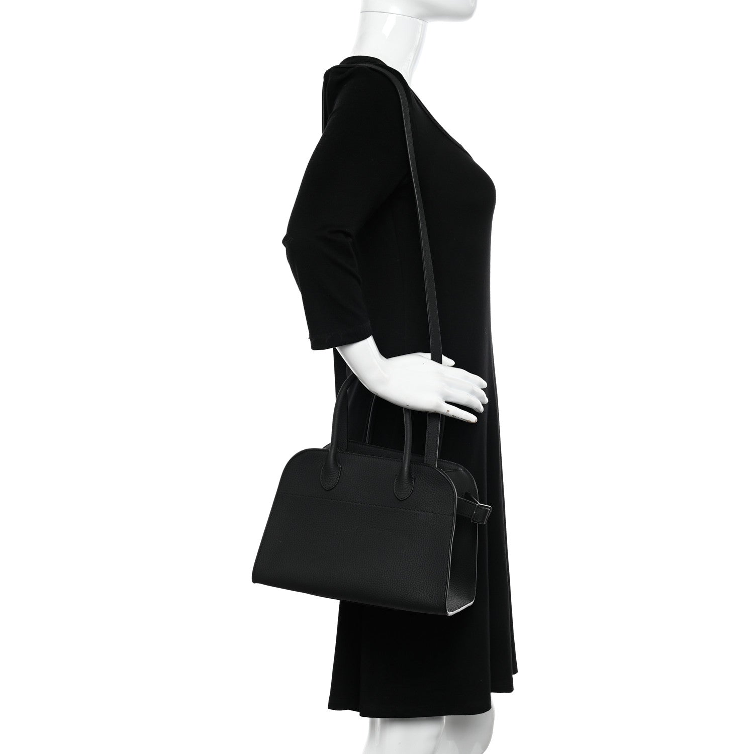 The Row Grained Calfskin Soft Margaux 10 Bag Black 2 of 9
