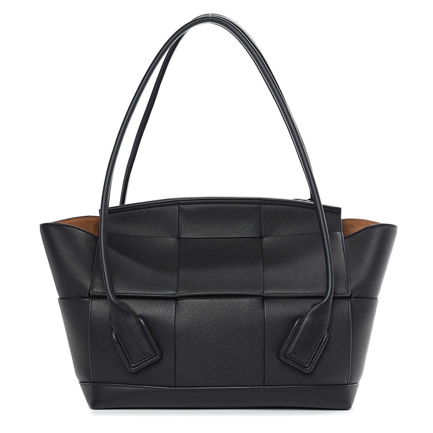 Grained Calfskin Maxi Intrecciato Medium Arco Black