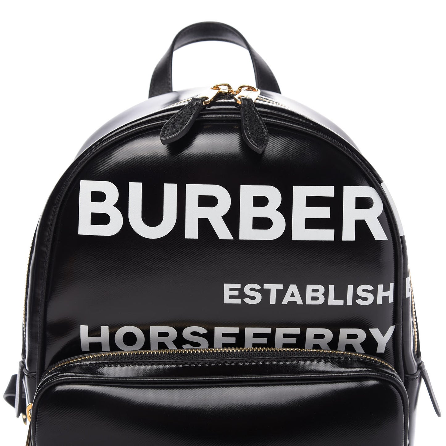 Coated Canvas Horseferry Print Backpack Black