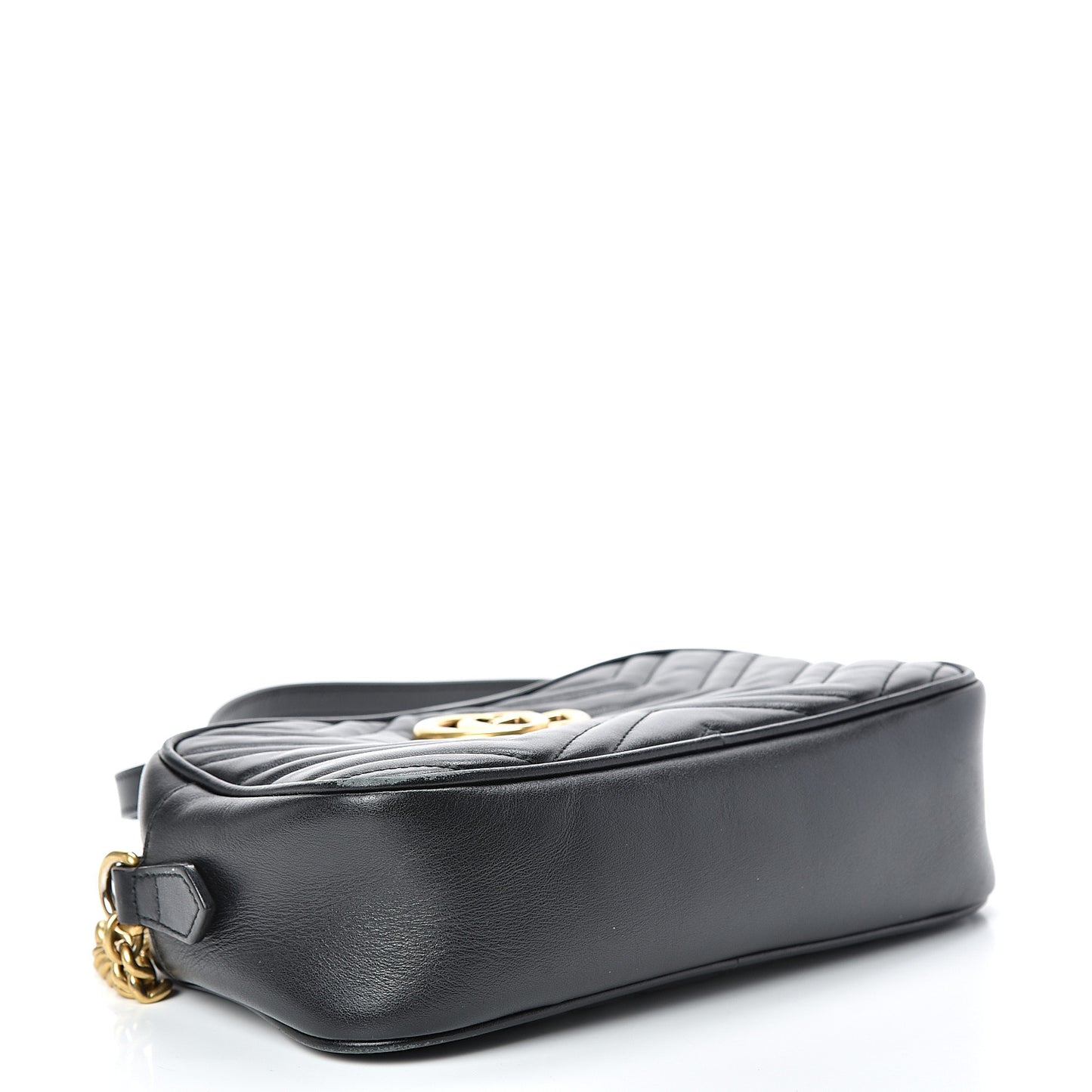 Calfskin Matelasse Small GG Marmont Chain Shoulder Bag Black