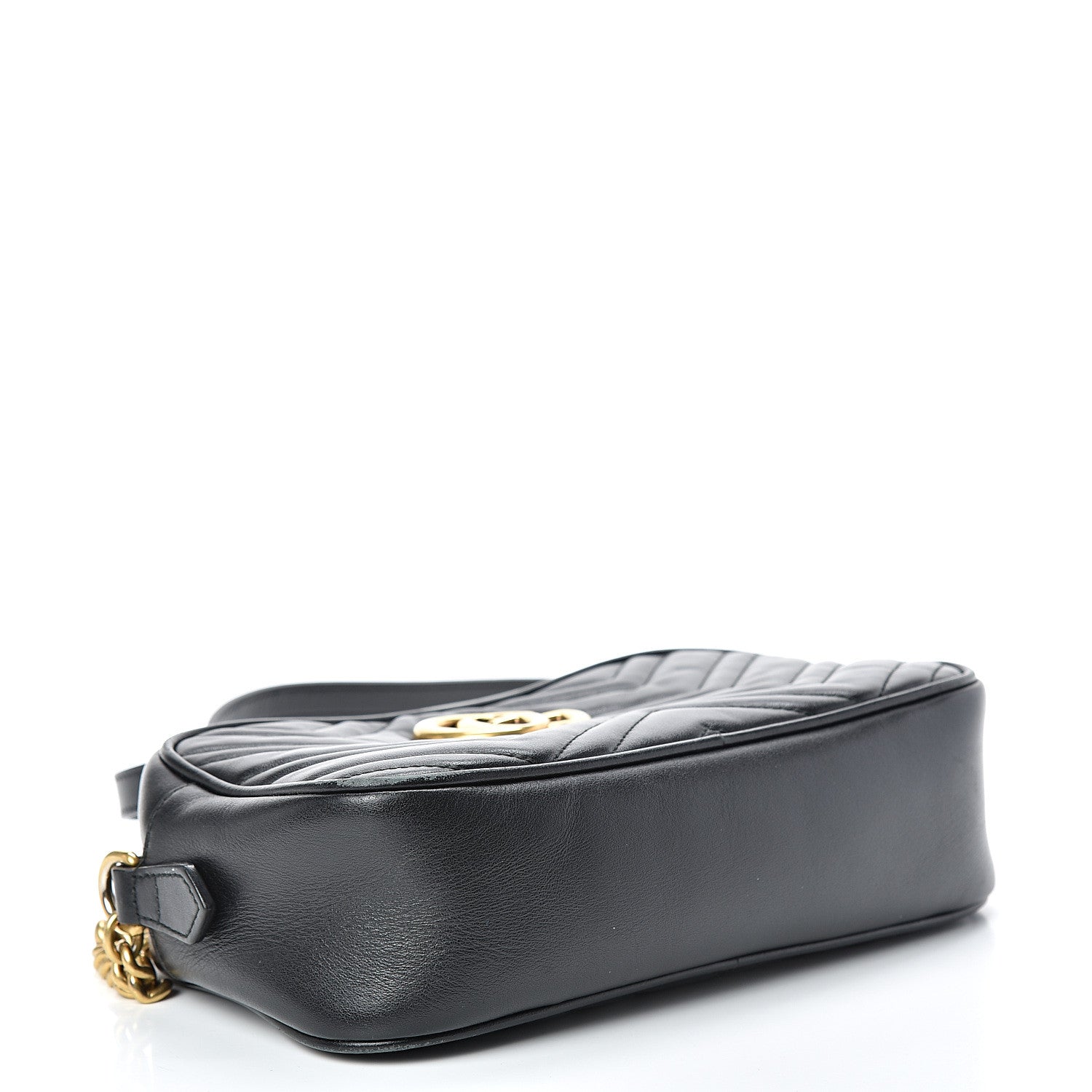 Gucci Calfskin Matelasse Small GG Marmont Chain Shoulder Bag Black 3 of 16