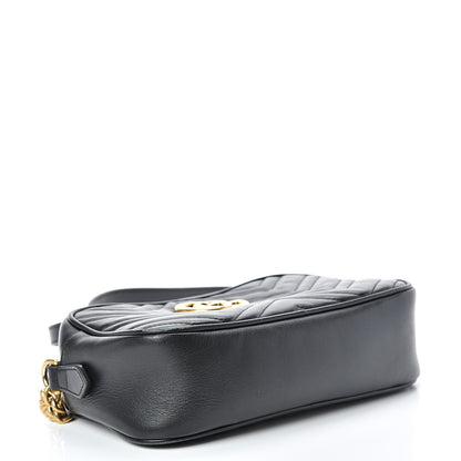 Gucci Calfskin Matelasse Small GG Marmont Chain Shoulder Bag Black 3 of 16