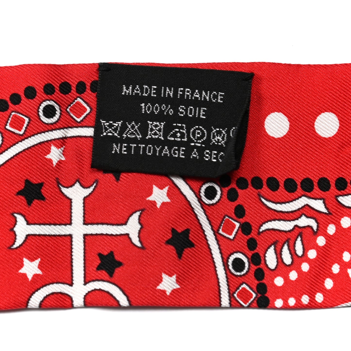 Silk Peuple Du Vent Bandana Twilly Rouge Black White