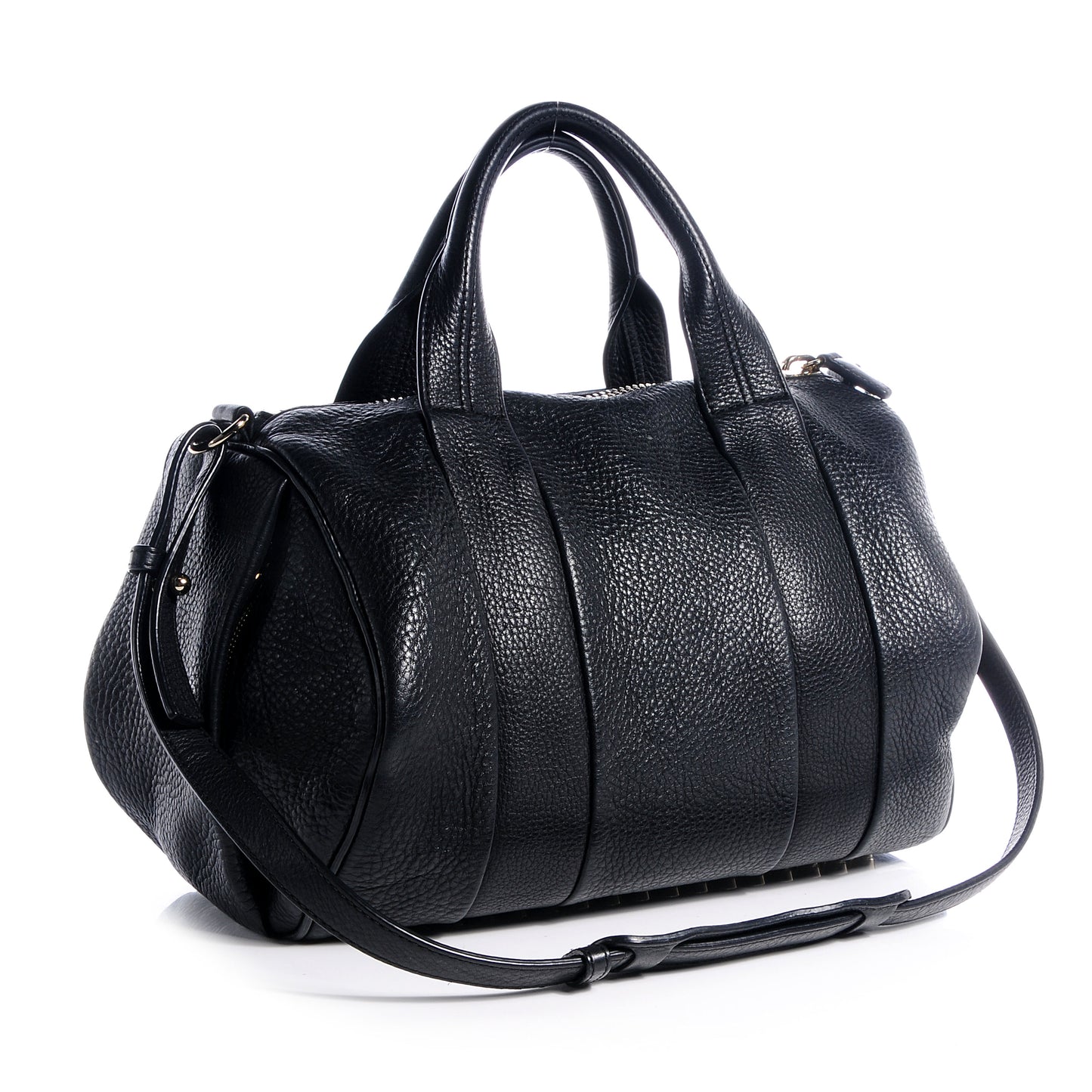 Pebbled Leather Rocco Duffel Black Pale Gold Hardware