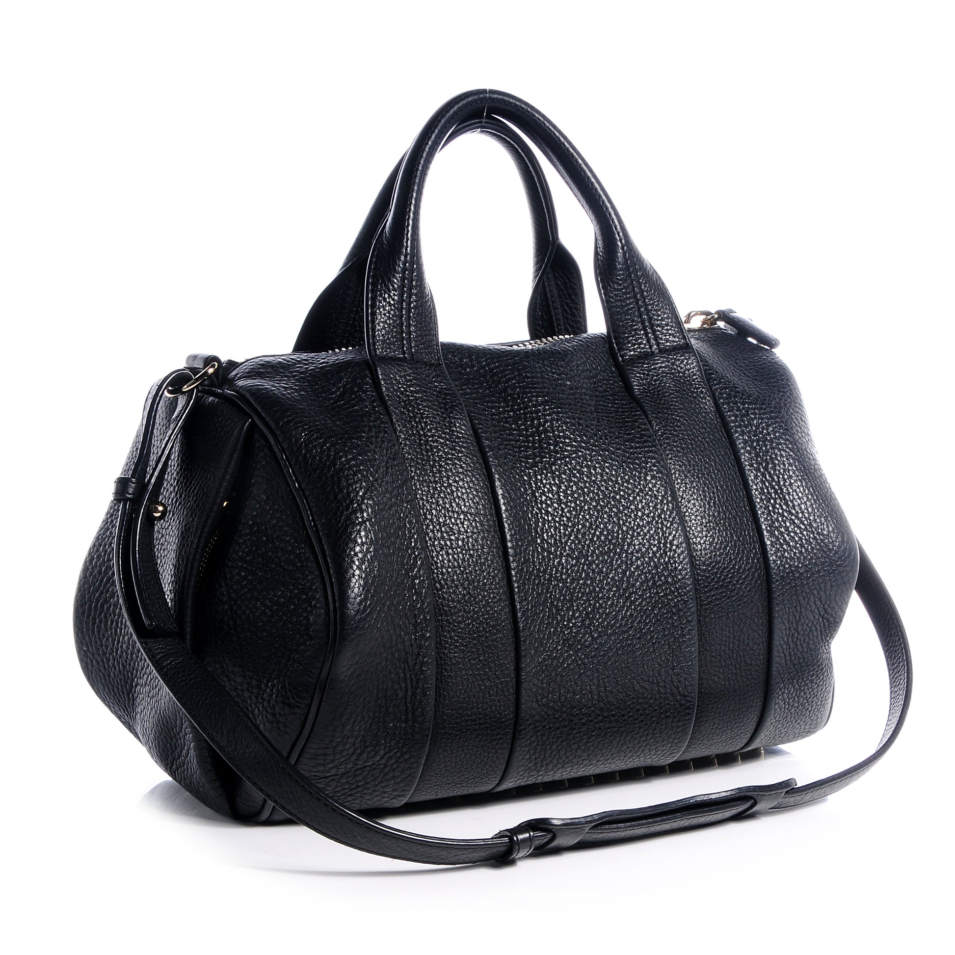 Alexander Wang Pebbled Leather Rocco Duffel Black Pale Gold Hardware 3 of 6