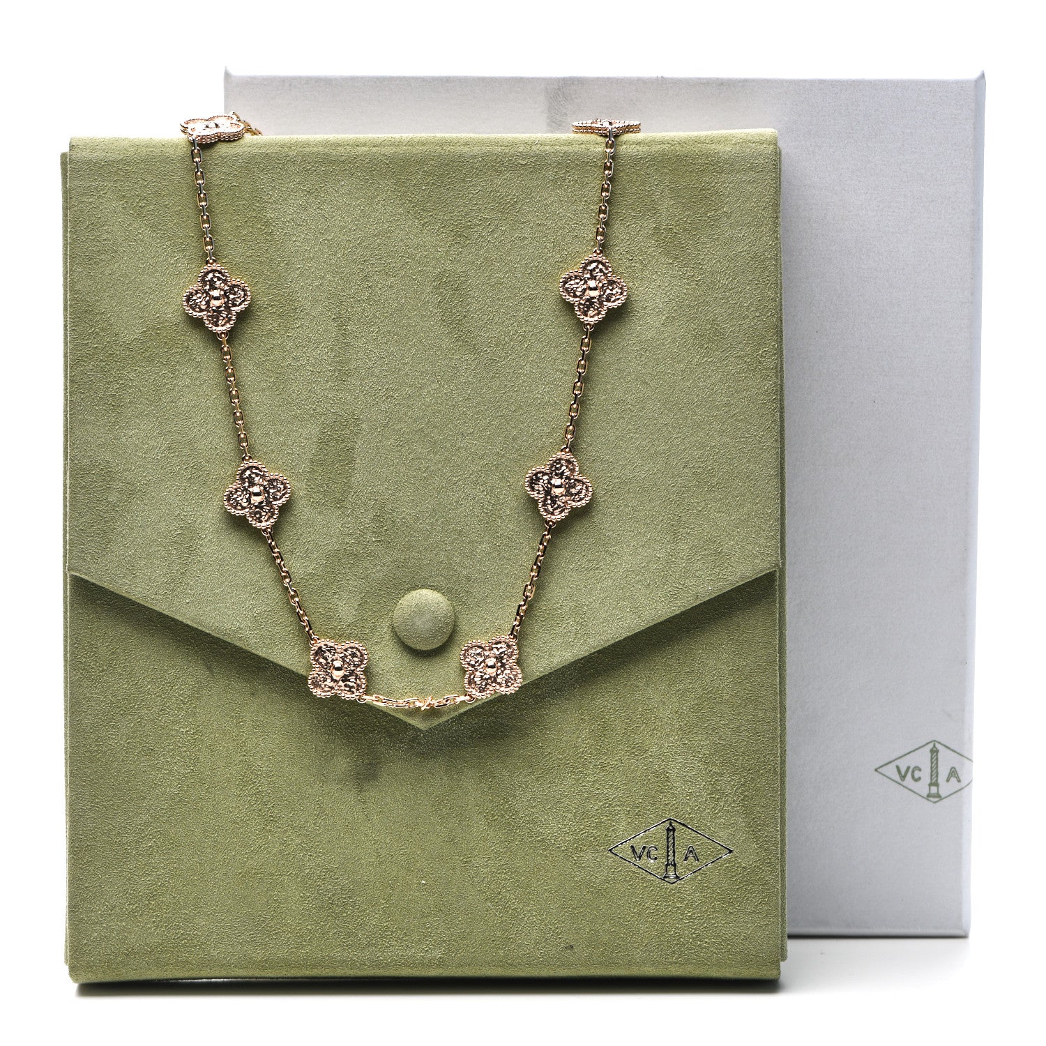 Van Cleef & Arpels 18K Rose Gold 10 Motifs Vintage Alhambra Necklace 5 of 5