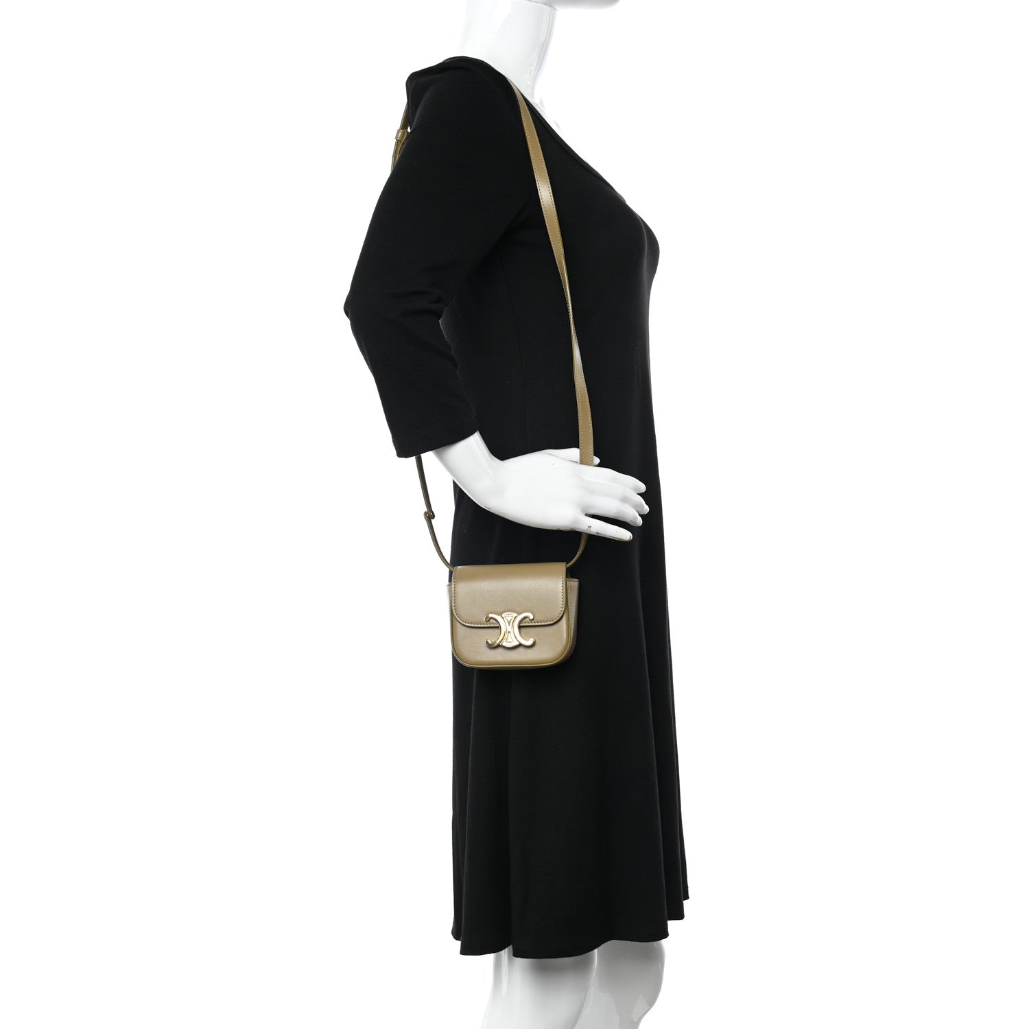 Celine Shiny Calfskin Mini Triomphe Olive 3 of 14