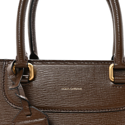 Dolce & Gabbana Vitello Stampa Shopping Tote Brown 7 of 9