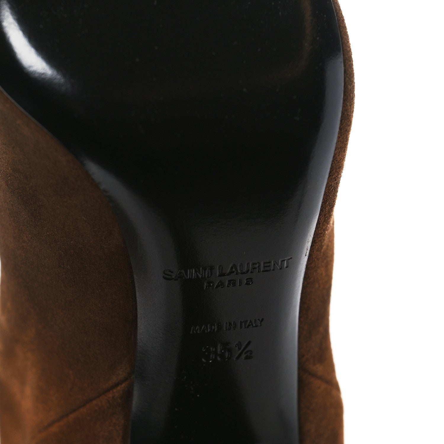 Saint Laurent Suede Kiki Over The Knee Boots 35.5 Brown 6 of 6