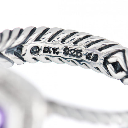 David Yurman Sterling Silver Diamond Amethyst 7mm Petite Albion Ring 54 7 5 of 5