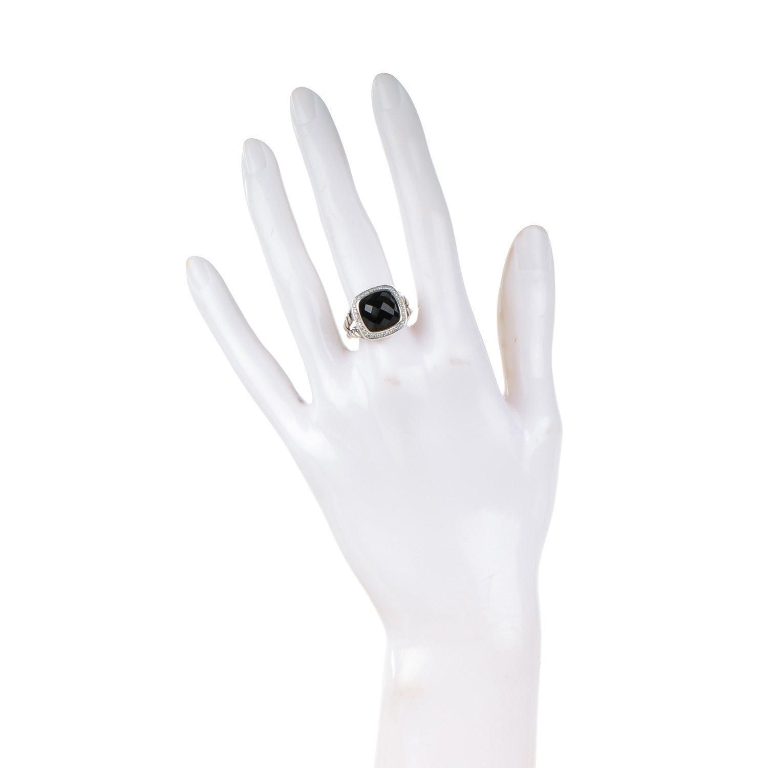 David Yurman Sterling Silver Diamond Black Onyx 11mm Albion Ring 54 6.75 2 of 4