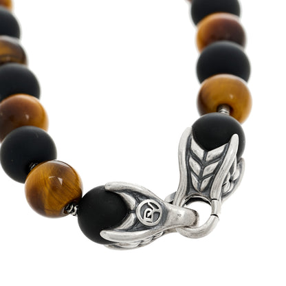 David Yurman Sterling Silver Red Tiger Eye Black Onyx 8mm Spiritual Beads Bracelet 3 of 4