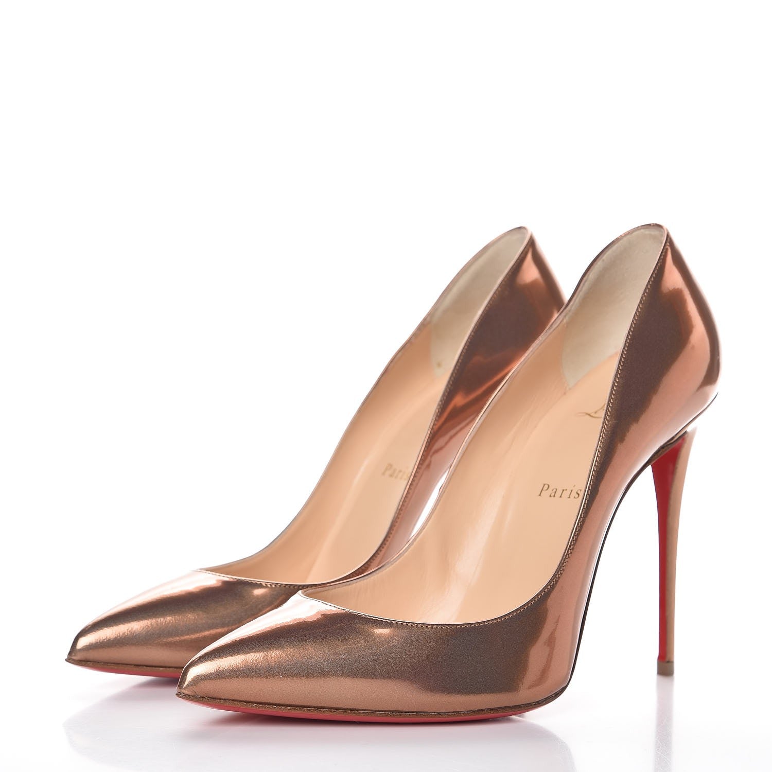 Christian Louboutin Metallic Patent Pigalle Follies 100 Pumps 40 Cappuccino 3 of 8