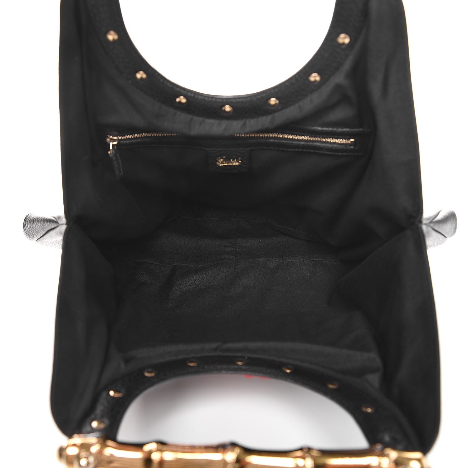 Gucci Calfskin Web Metal Bamboo Tote Black 5 of 9