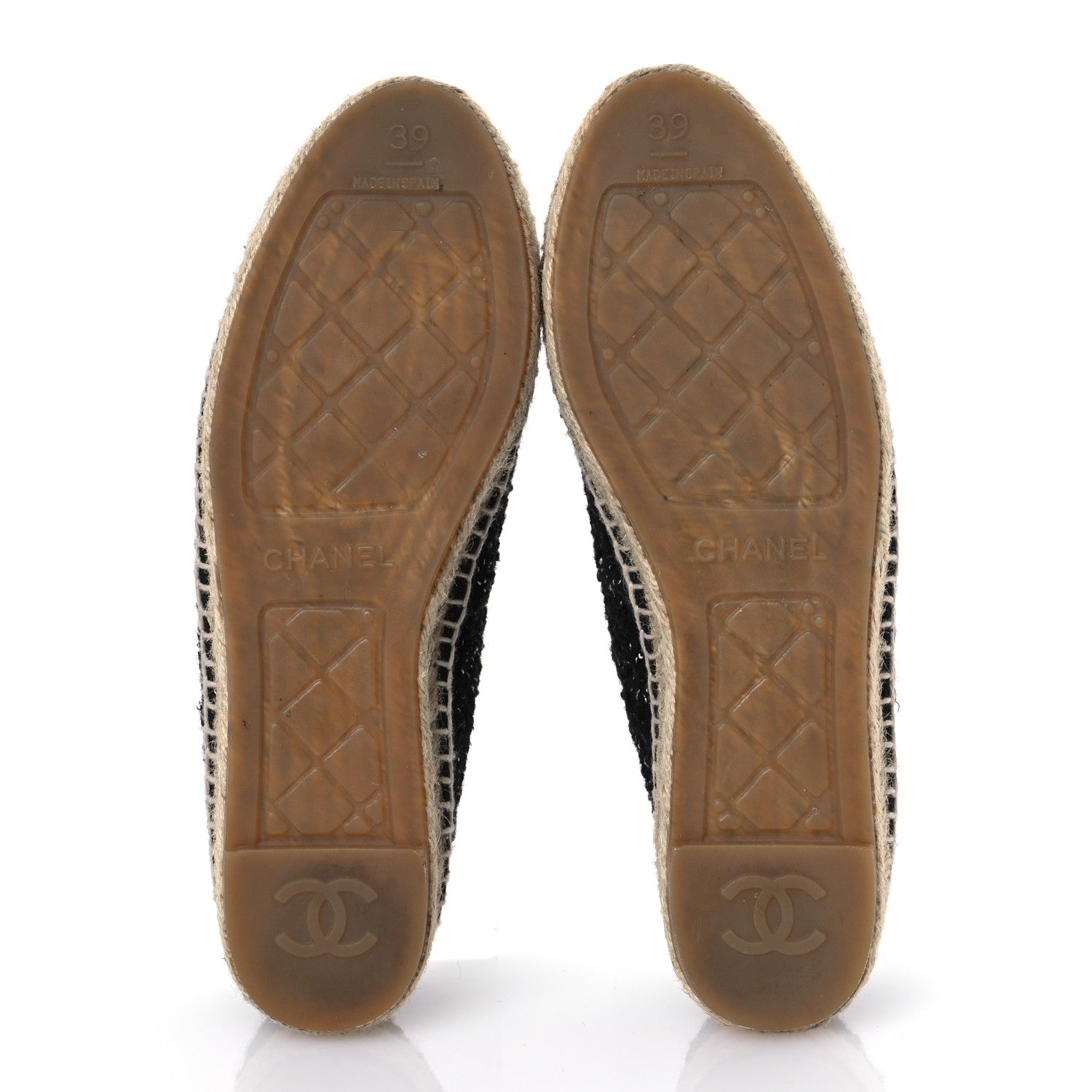 Chanel Metallic Lambskin Tweed CC Espadrilles 39 Black Silver 7 of 10